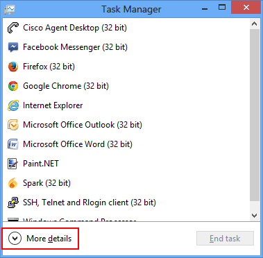 Windows 8 Task Manager, More Details